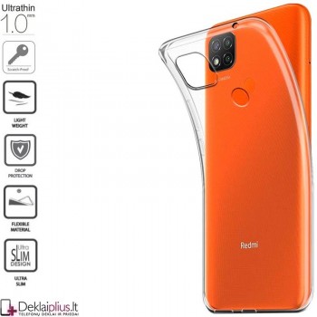 Silikoninis dėklas 1.0 mm storio - permatomas (Xiaomi Redmi 9C)